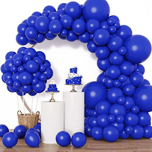 RUBFAC 129pcs Royal Blue Balloons Different Sizes 18 12 10 5 Inch for Garland Arch, Blue Balloons for Birthday Party Graduation Baby Shower Baseball Nautical Party Decoration